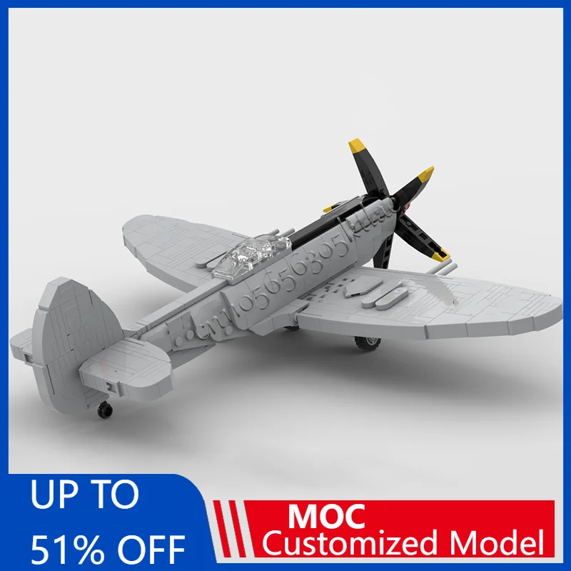 

516 PCS MOC Flying War Series Spitfire F MK.24 Fighter Plane Model Building DIY Assembled Educational Children Toys Xmas Gifts