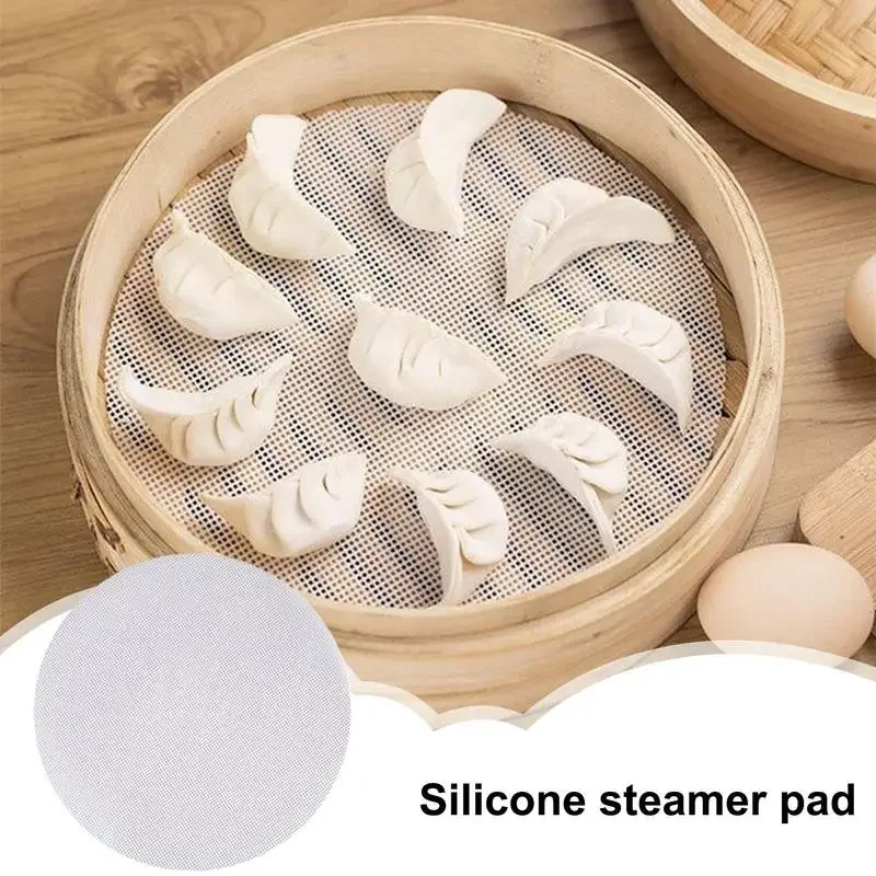 24/26/28cm Round Non Stick Silicone Steamer Pad Reusable Dim Sum Paper Restaurant Steamers Net Liner Kitchen Cooking Tool