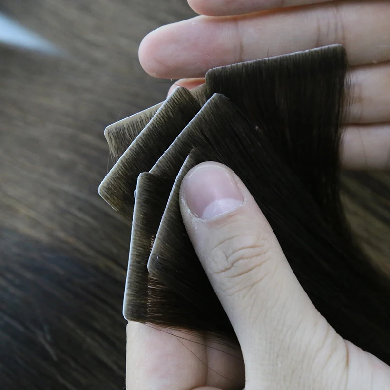 Straight PU Tape In Human Hair Extensions Natural Skin Weft Adhesive Invisible Tape Hair Brazilan Virgin Hair Extension 12\