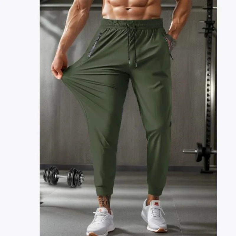 Summer Nylon Pants Men's Thin Breathable Plus Size XXXL Casual Stretch Sports Pants Quick-drying Trousers Black Grey