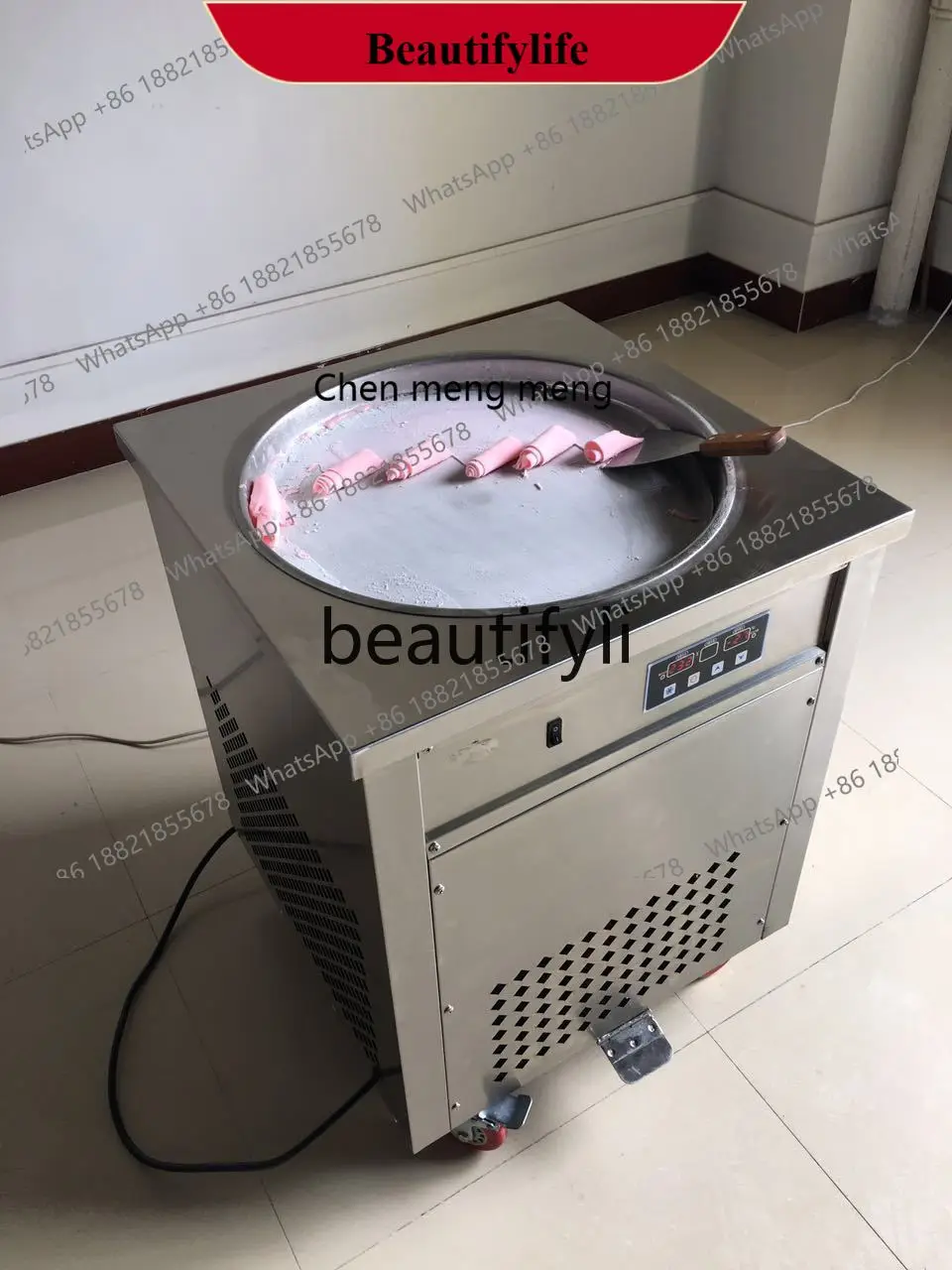 AB02 Smart Version Round Pan Fried Ice Roll Machine Fried Yogurt Machine Commercial Large Square Pan Thai Style Fried Machine