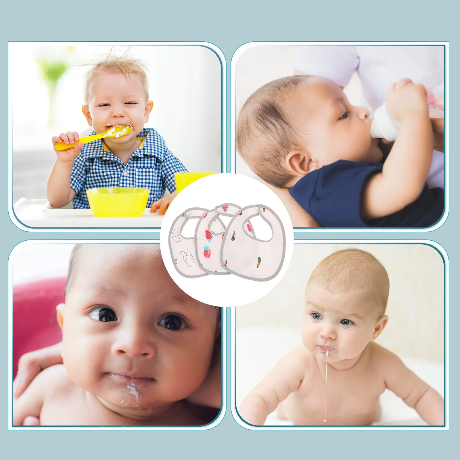 

Набор из 3 детских слюнявчиков-нагрудников из марлевки и хлопка, регулируемые, для новорожденных, защищают одежду от намокания, стильные, для повседневного использования, от слюней