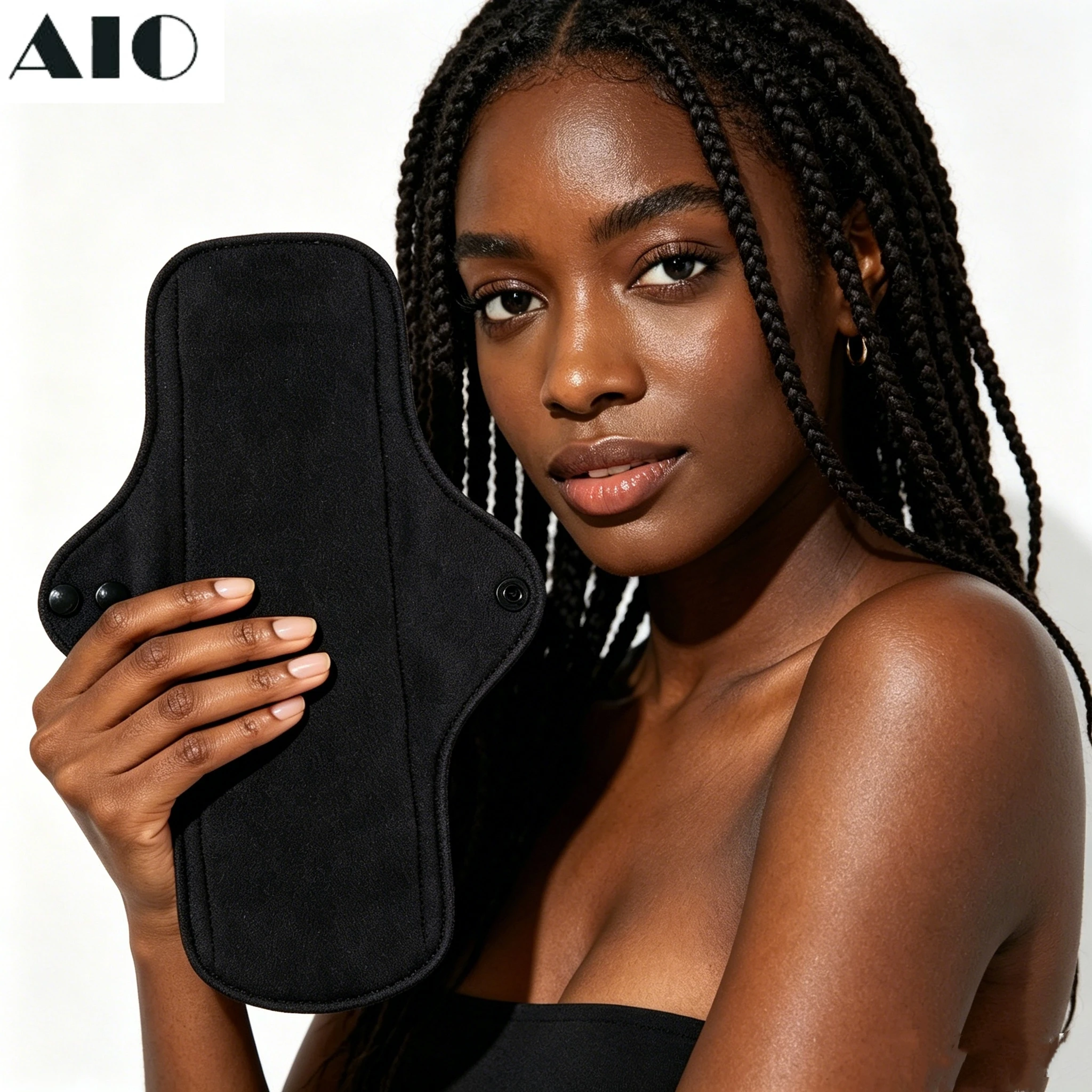 AIO Black Cotton Sanitary Pad Reusable Menstrual Pads Heavy Flow Women Menstrual Period Washable Sanitary Napkin Dropshipping