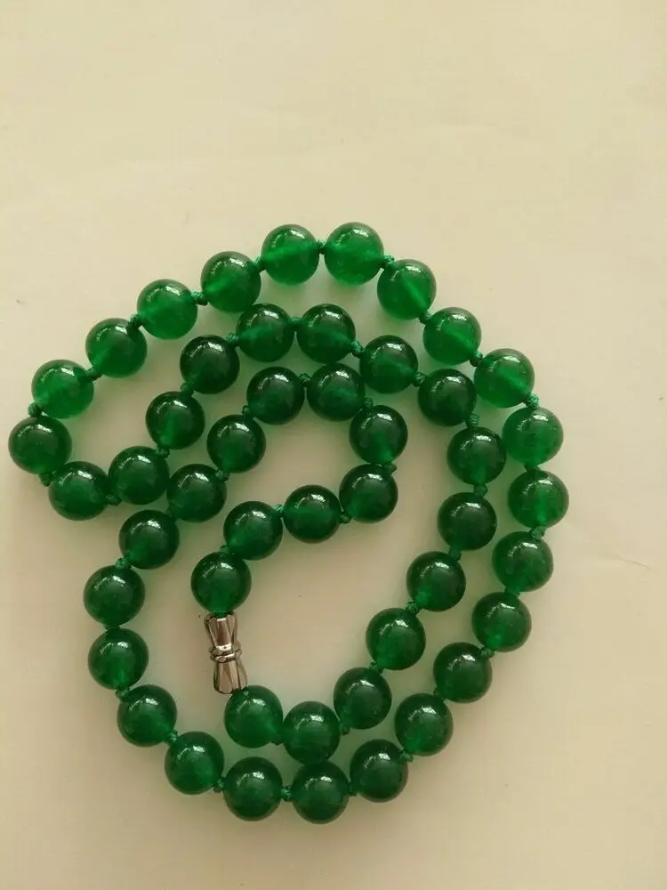 

Natural 8mm Green Jade Round Beads Gemstone Necklace 18"