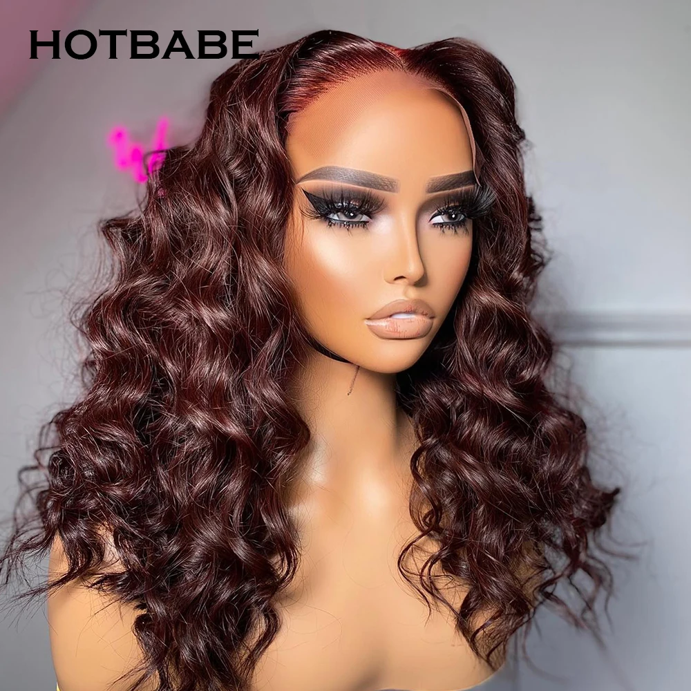 

99J Burgundy Red Lace Front Wig Body Wave HD Lace Frontal Wigs For Women Brazilian Pre Plucked Loose Curly Human Hair Wig 180%