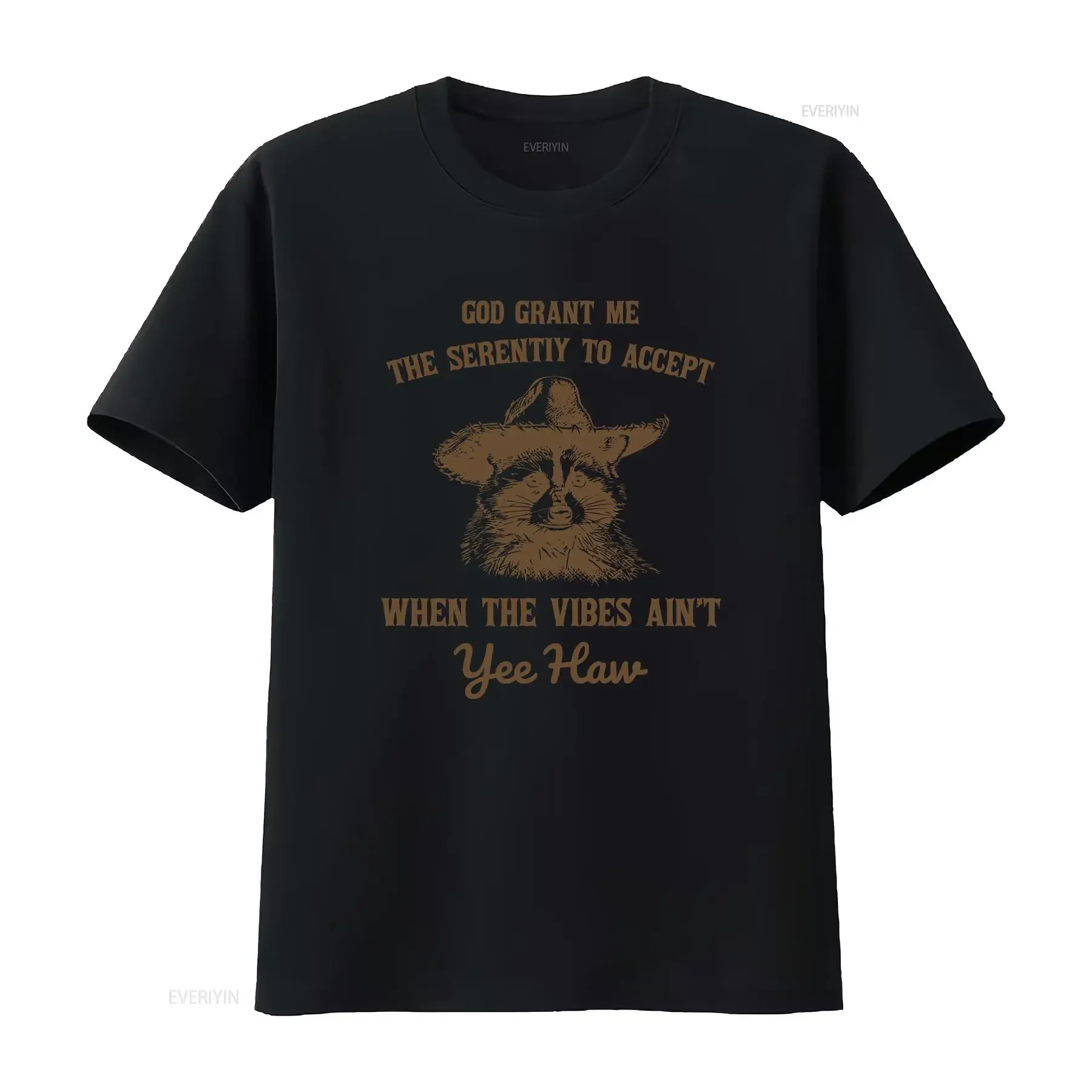 

God Grant Me The Serenity To Accept When Vibes Ain't Yee Haw Vintage T Shirt Retro 90s Raccoon Funny Adult vintage Washed