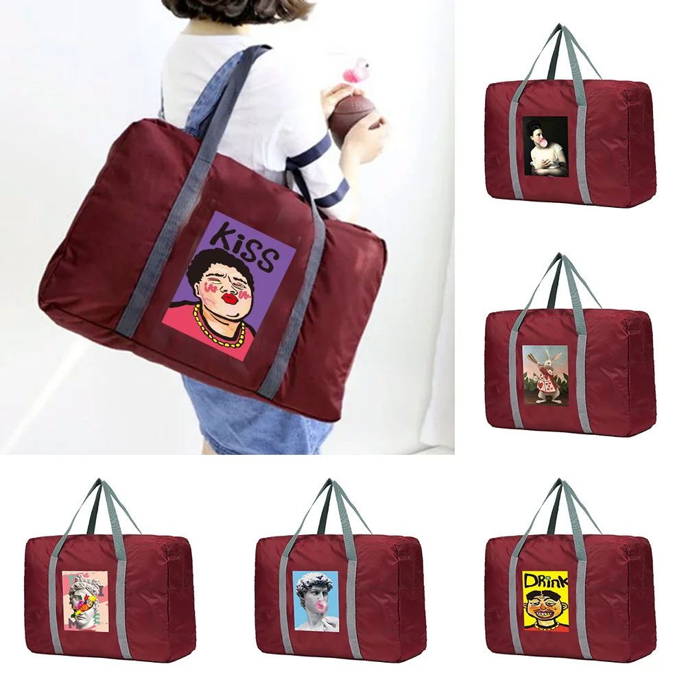 

2022 New Nylon Foldable Travel Bags Unisex Large Capacity Luggage Bag Women Handbags Men Travel Bags Funny Series