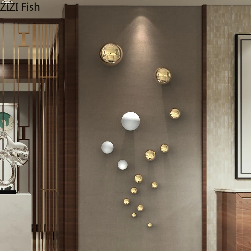 Wall Decoration Combination Gold Ball Wall Hanging Ornaments Plating Spherical Crafts Room Decor Backdrop Display Pendants