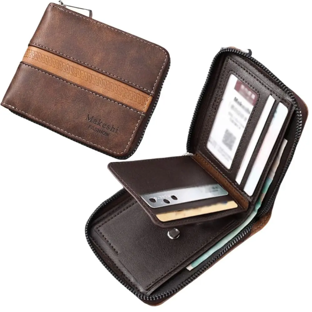 

Fashion Vintage Mini Coin Purse Portable Large Capacity Small Card Bag Practical PU Leather Credit Card Case Unisex