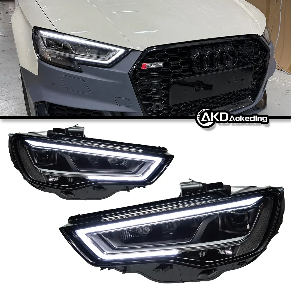 For  Audi A3 headlight assembly 13-16 A3 modified LED headlights old and new S3/RS3 daytime running lights