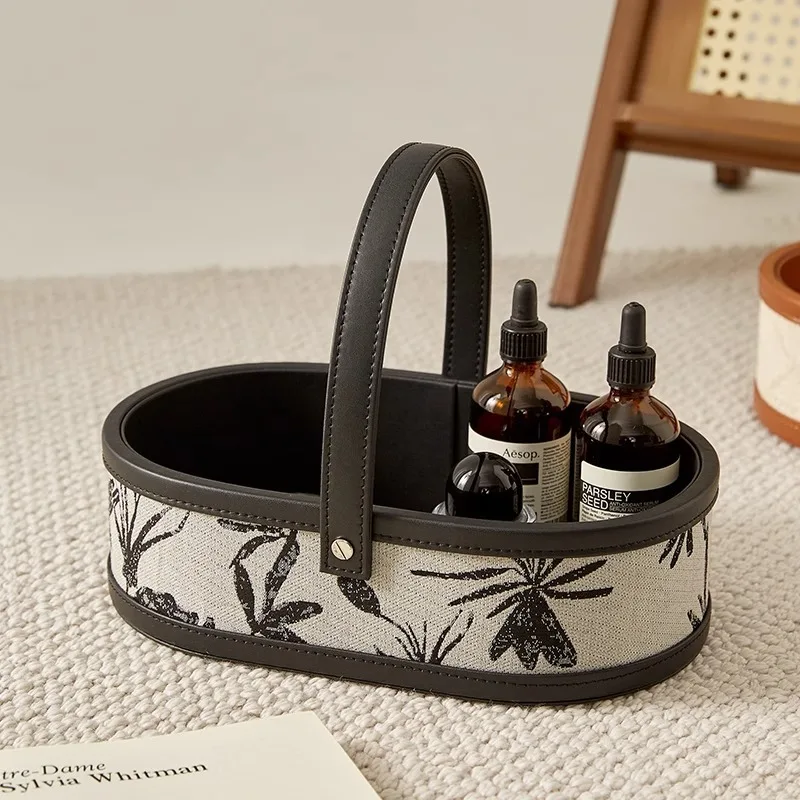 

French Vintage High-End Fabric Storage Case Multi-Function Living Room Coffee Table Organizer Tidying Bin