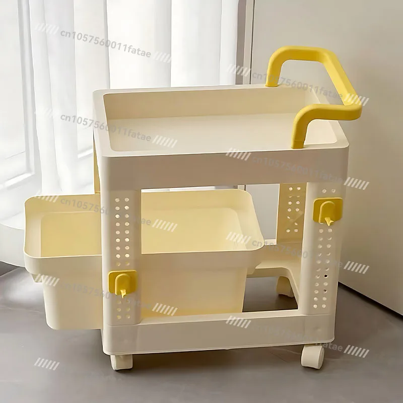 

Cart storage rack, movable with pulley