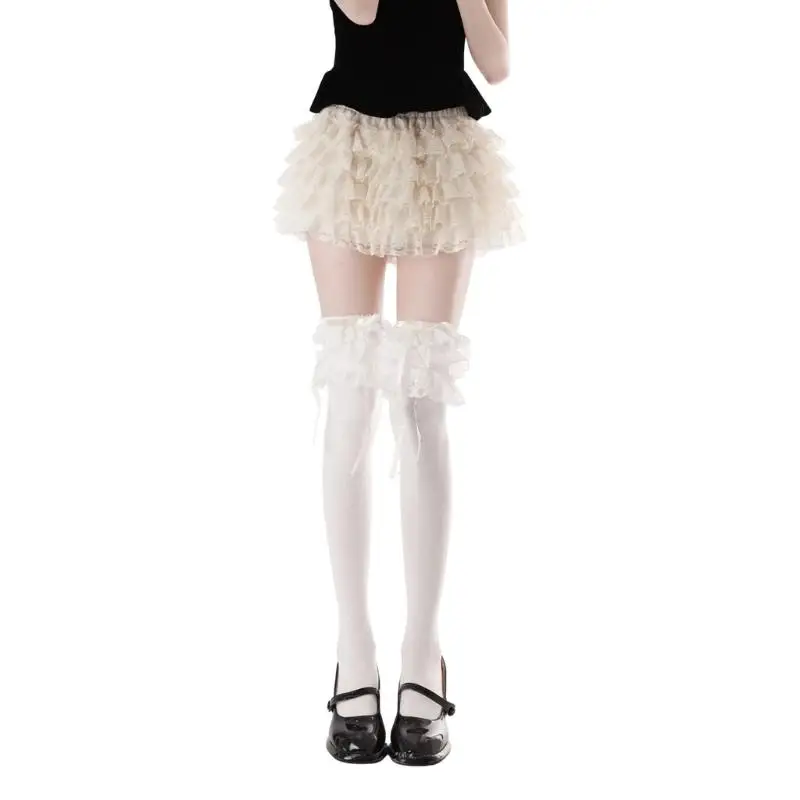39BD Layered Lace-Trim Socks for Anime Costume Looks and Outfit Styling