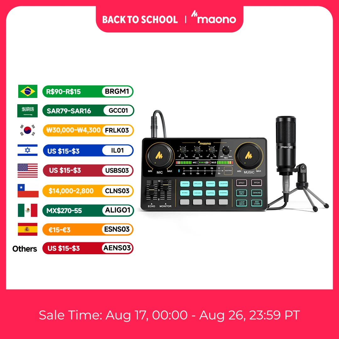 MAONO AM200-S1 Soundkarten-Mikrofon-Set MaonoCaster Audio-Interface mit Kondensatormikrofon für Live-Streaming und Aufnahmen PC Telefon