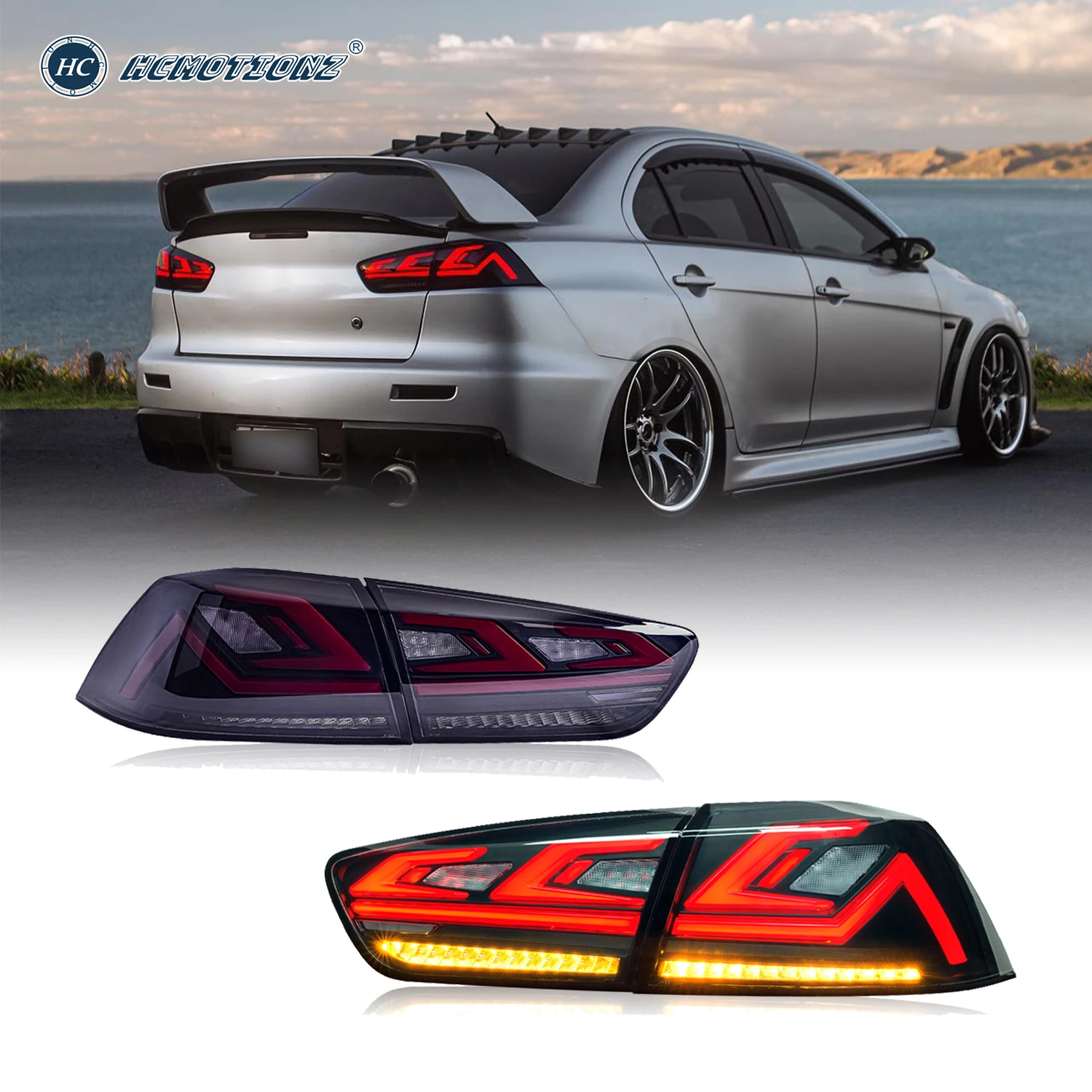 HCMOTIONZ Factory Start up Animation Full LED Rear Lamps EX EVO 2007-2018 Tail Lights Lancer