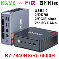 GMKtec Nucbox Mini PC Gamer K6 M6 AMD Ryzen 7 7840HS R5 6600H USB4 2*DDR5 2*PCIE 2*2.5G NUC Desktop Computer Windows 11 WiFi6E