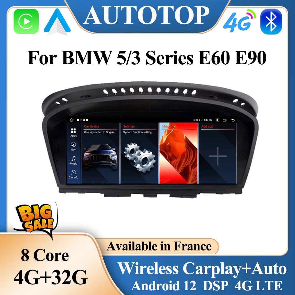 AUTOTOP Android 12 Car Radio For BMW 5Series E60 E61 E63 E64 E90 E91 E92 E93 CCC CIC Split Screen GPS Navigation Carplay Auto BT