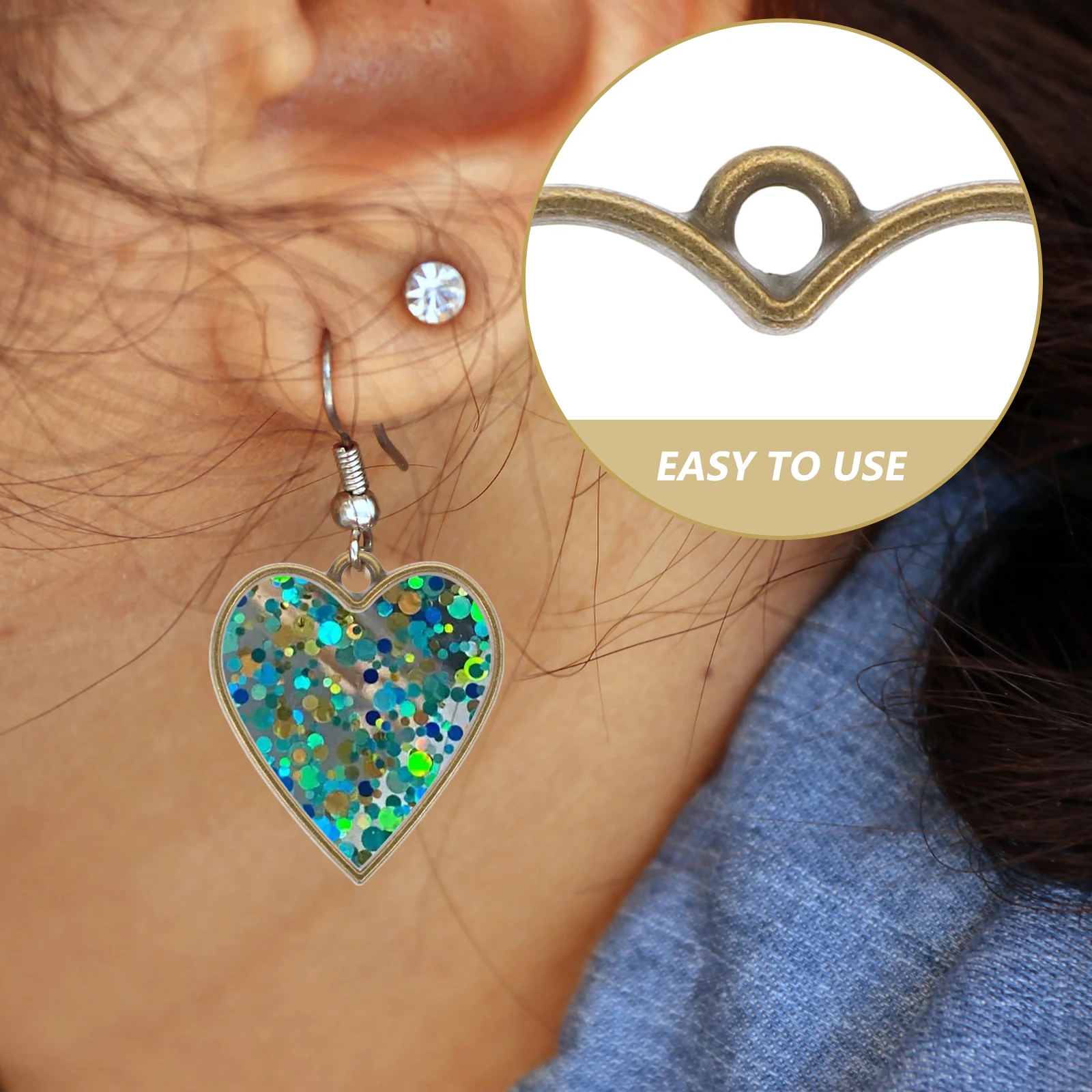 

50 Pcs Resin Border Pendant Bezel Blanks Jewellery Making Pendants UV Jewelry Alloy for