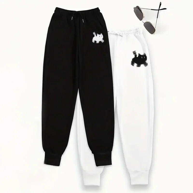 ชุดเซ็ท 2 ชิ้น เสื้อผ้าผู้หญิงลายแมวน่ารัก กางเกงจ็อกเกอร์สีพื้น กางเกงลำลองใส่สบายสำหรับฤดูใบไม้ร่วงและฤดูหนาว แฟชั่นสปอร์ต กางเกงขายาว 2 แพ็ค