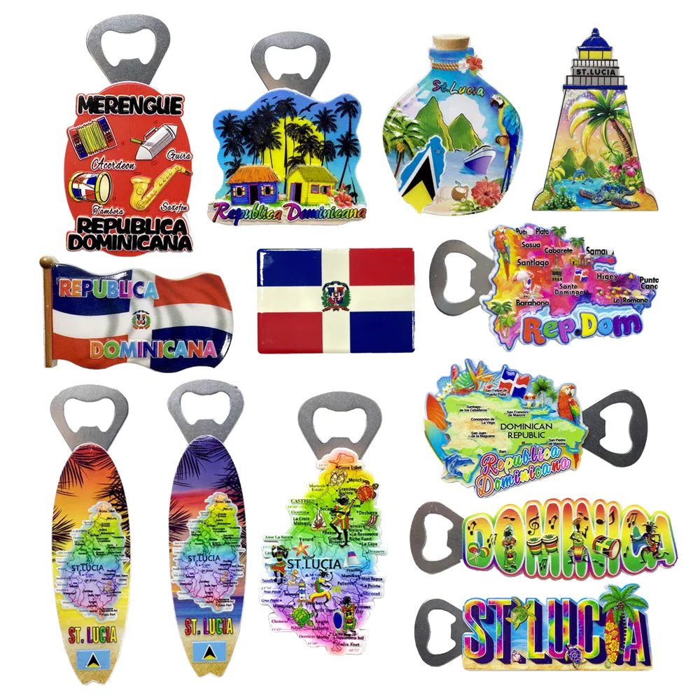 

North America Dominican Saint Lucia Resin Fridge Magnets Tourism Souvenir Refrigerator Sticker Handicraft