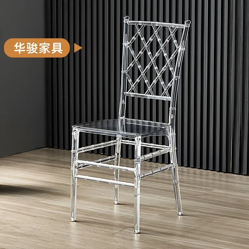 Acrylic Hotel Banquet Crystal Chair Wedding Auditorium Outdoor Transparent Plastic Chair Napoleon Bamboo Court Chair