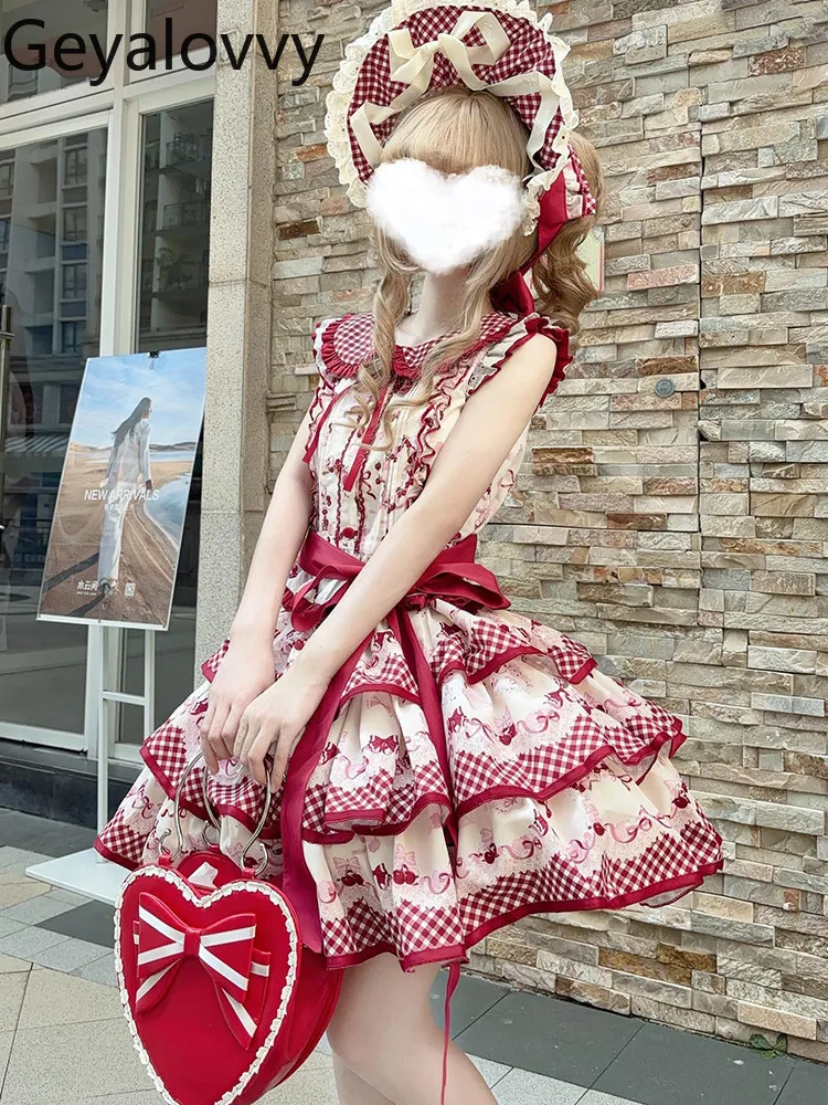 

Original Lolita Style Sweet and Cute Short Sleeve Top and Skirt Set 2026 New Fashion Summer Two-Piece Sets for Women