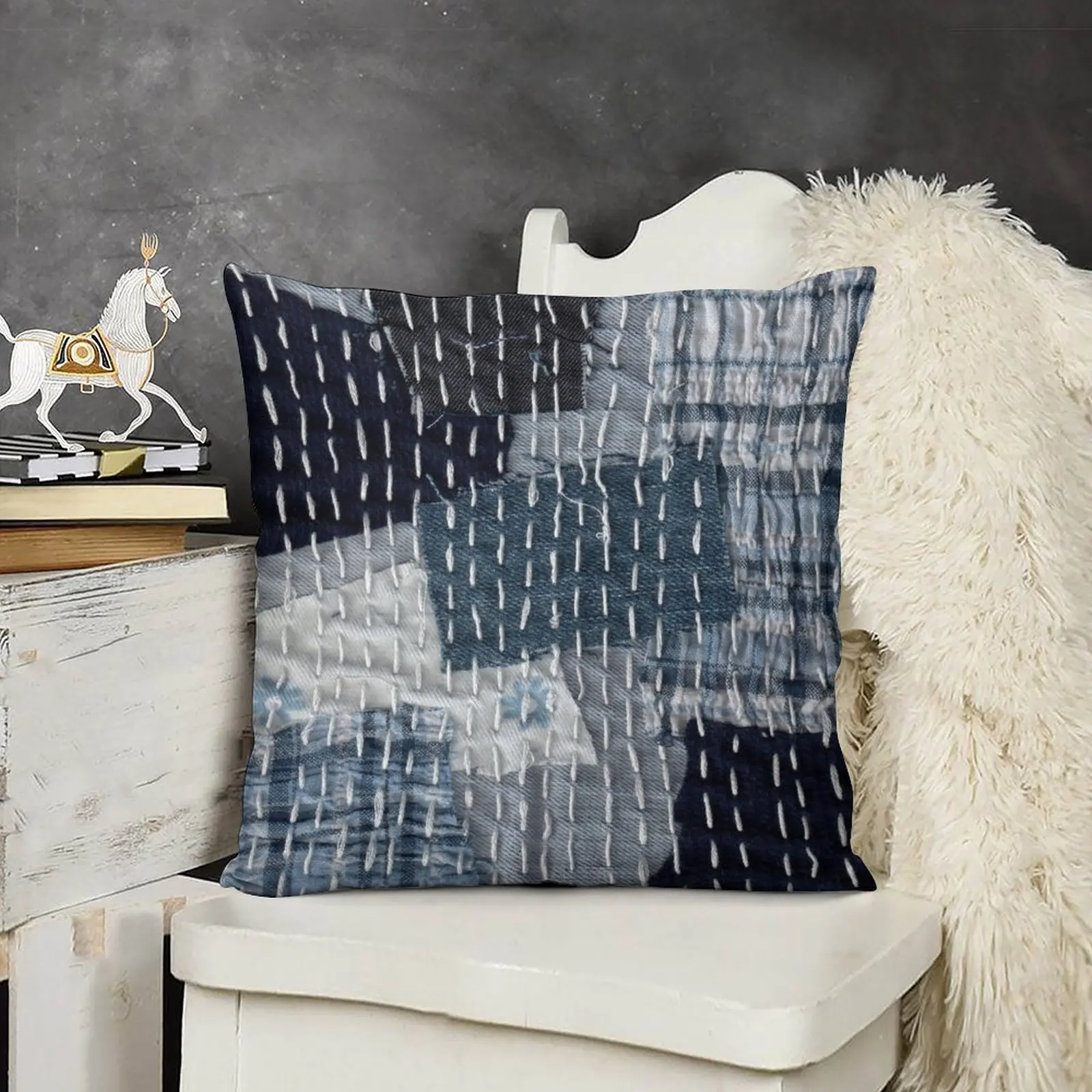 

Jean Boro sashiko handmade textile pattern Throw Pillow Sofa Covers For Living Room luxury home accessories pillow