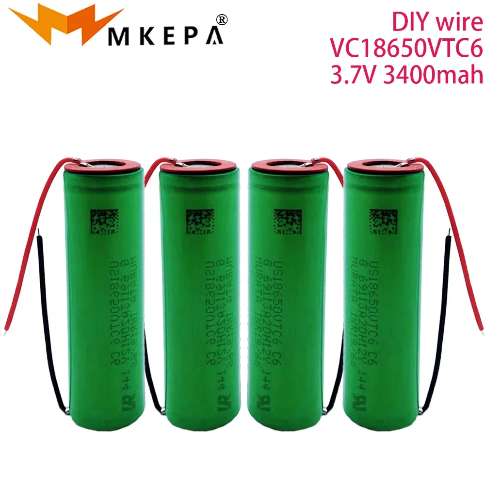 1-20PCS original US18650VTC6 3.7V 3400mAh 18650 battery for us18650 Sony VTC6 30A toy tools flashlight battery +DIY wire