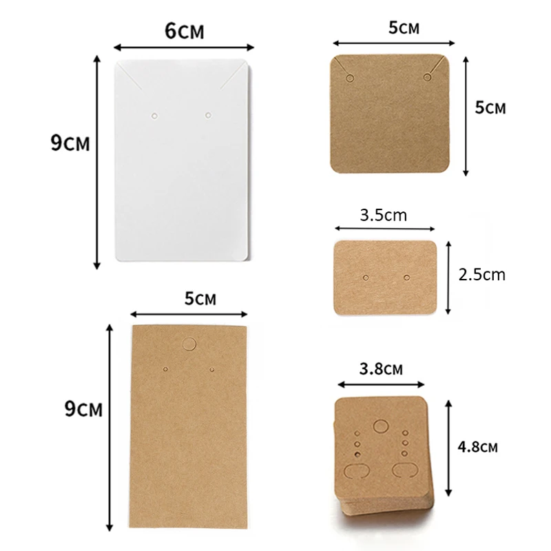 50Sets Earring Cards and 50pcs Bags Necklace Earring Display Cards Self-Seal Bags Kraft Paper Card for DIY Jewelry Packaging