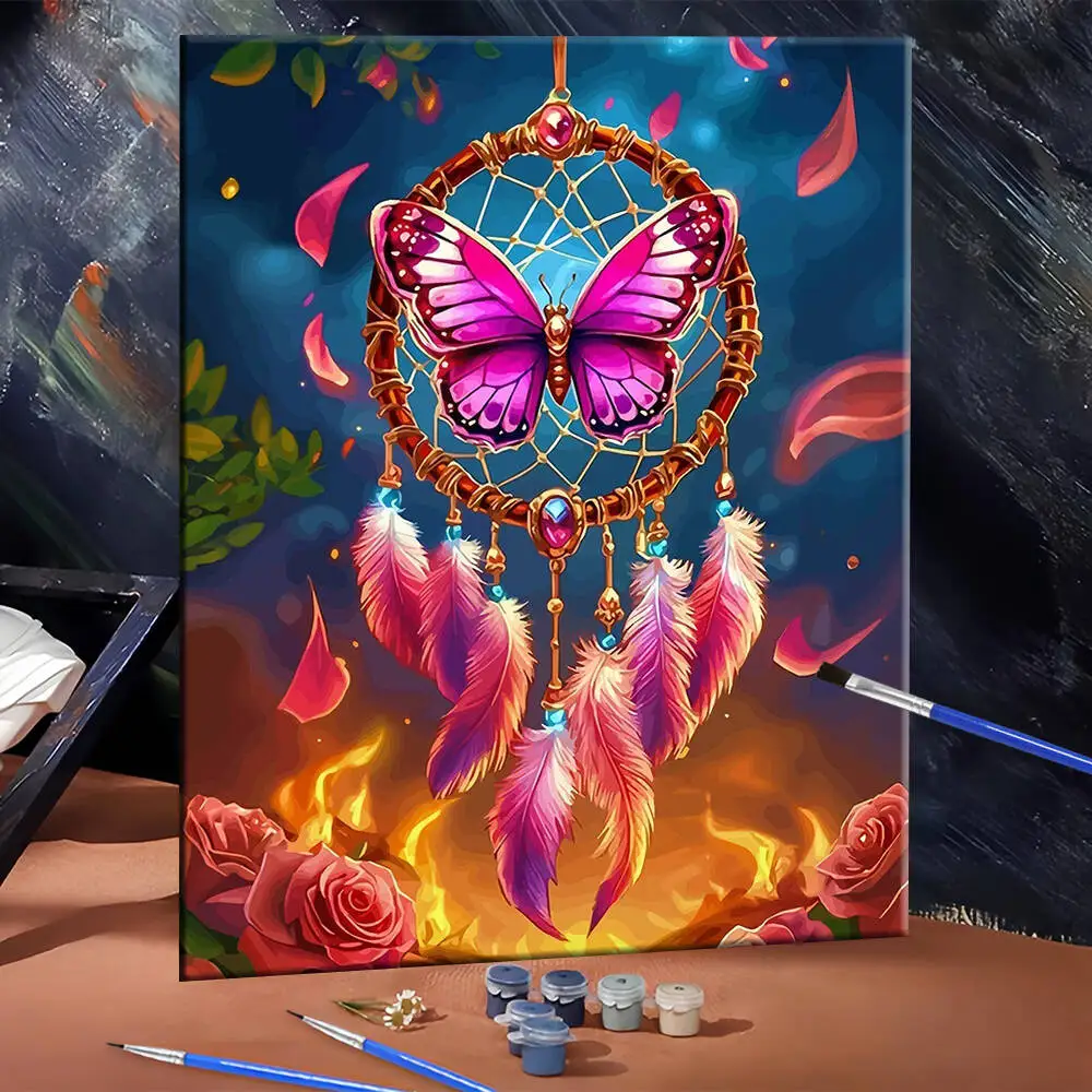 لوحة زيتية بالأرقام منظر طبيعي جبلي DIY لوحة رقمية لشجرة المنزل مشهد صورة فنية على قماش هدية مرسومة يدويًا #1