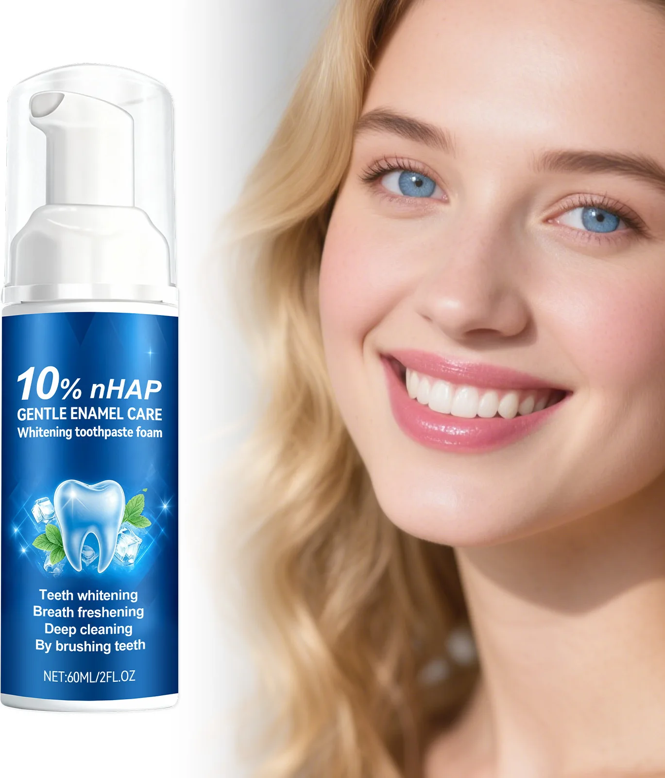 10% Nhap Whitening Toothpaste Foam Remineralizing Enamel Repair Gentle Deep Cleaning Lasting Breath Freshening Oral Care Mousse