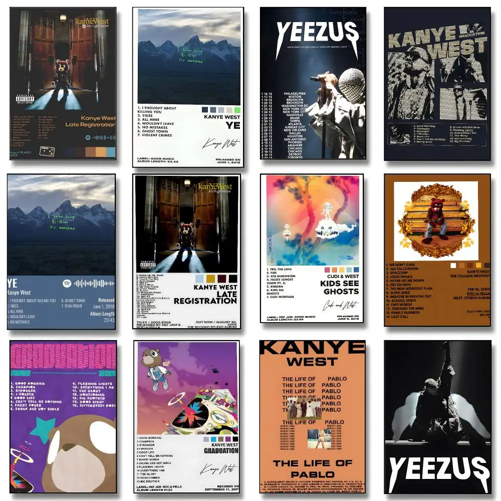 Rapper K-Kanye West Poster Print Painting Home Decor for Bedroom Living Room Hallway