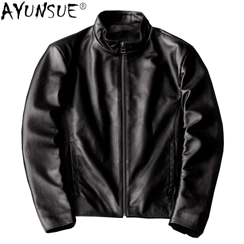 AYUNSUE Real Genuine Leather Jacket Man Clothing Spring Fall Cowhide Coat Mens Leather Jackets and Coats 5xl 2025 Veste Homme