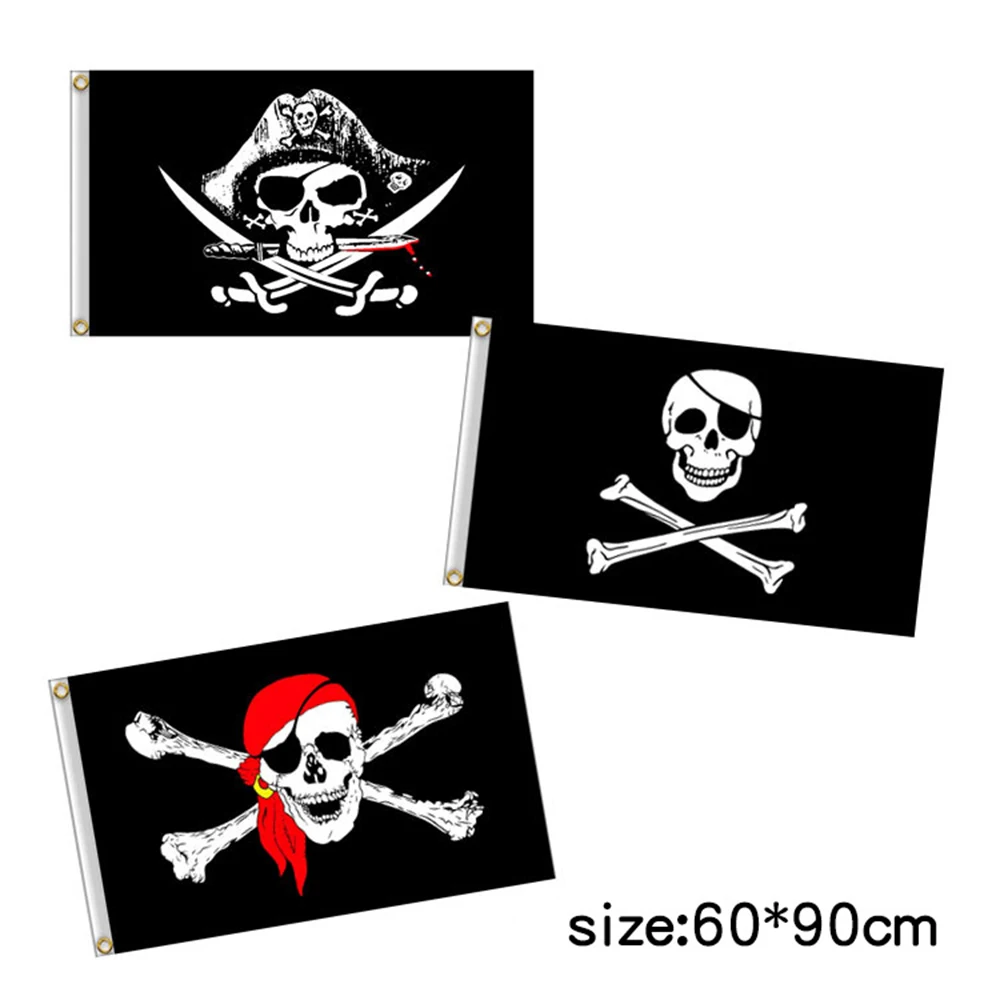 60x90CM Jack Rackham Pirate Laurent Drapeau Clipart Bone Edward England Skull Headband Crossbones Pirates Flags and Banners