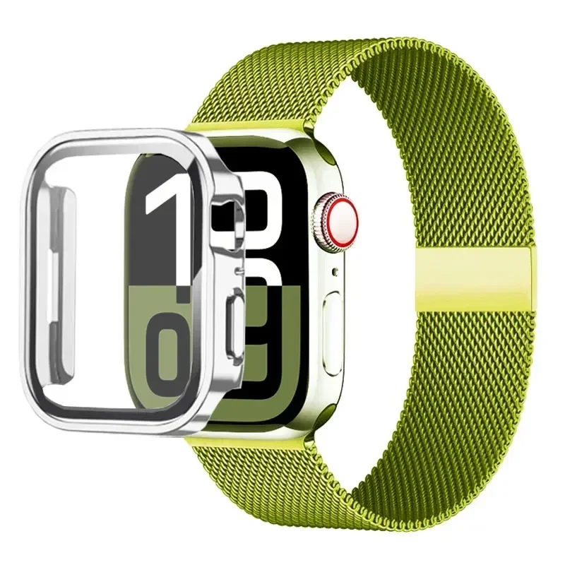 Milanese Loop Strap für Apple Watch Ultra 49 mm Band 44 mm 40 mm 41 45 mm Gold Silber Leopardenarmband + Hülle iWatch 9 8 7 6 5 4 3 SE – Detail 13