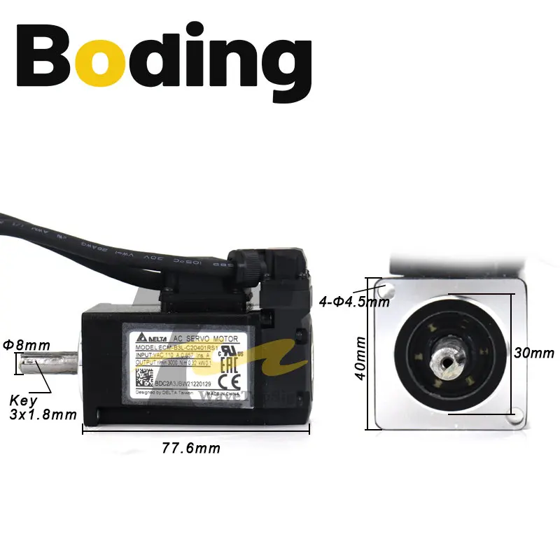 Boding Delta B3m Servo Driver Asd-b3-0421-e And Servo Motor Ecm-b3l-c20401rs1/ss1 100w 0.32nm 3000rpm