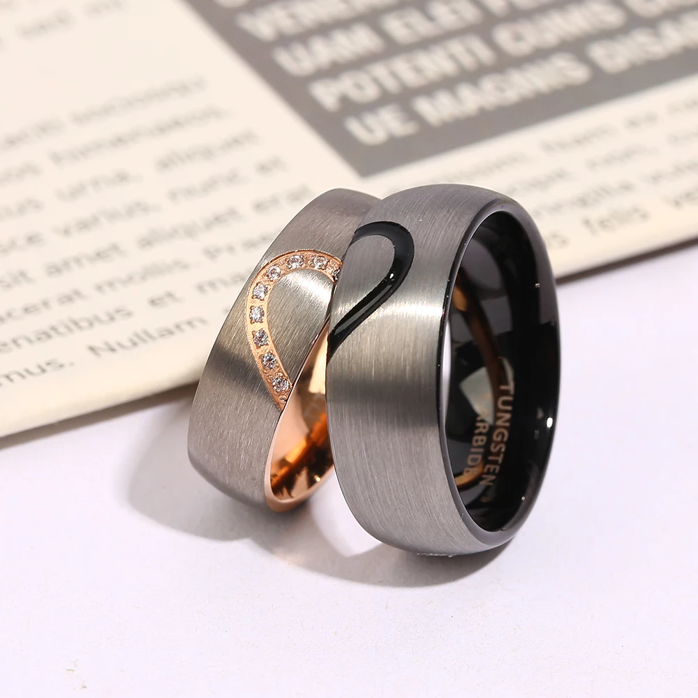 His & Hers Real Love Heart Promise Tungsten Carbide For Men Pure Titanium Ring For Women Couples Wedding Engagement Bands