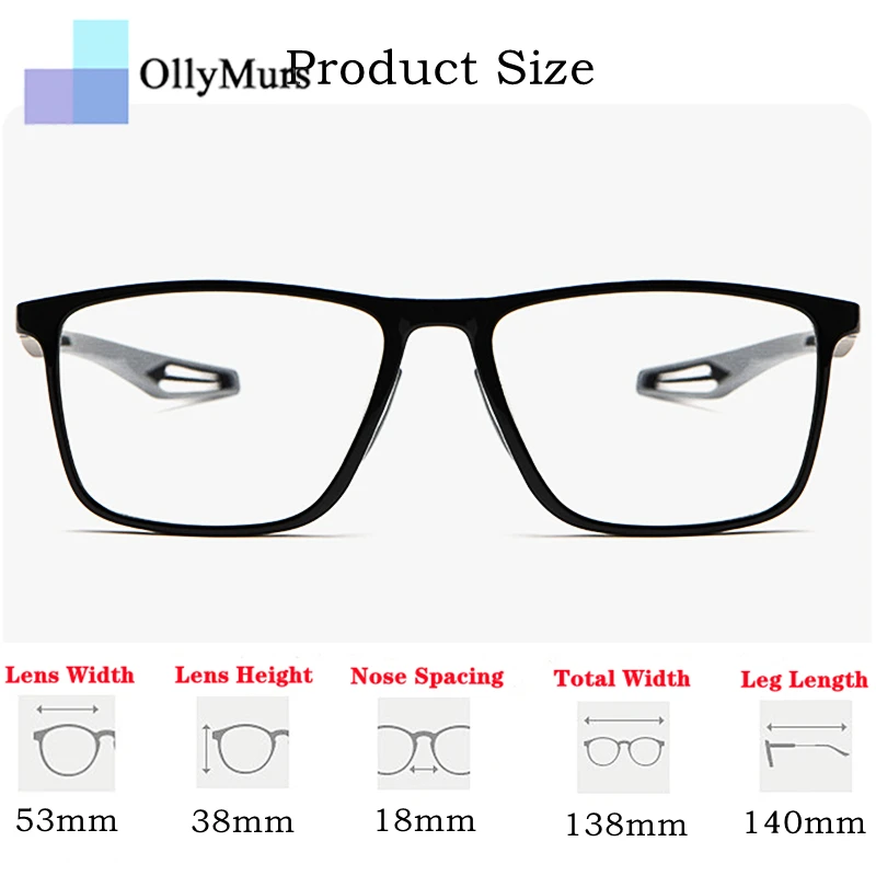 OLLYMURS Ultra-light Non-slip Flexible Square Basketball Myopia Optical Prescription Sports Glasses Frame Men And Women TR1019R
