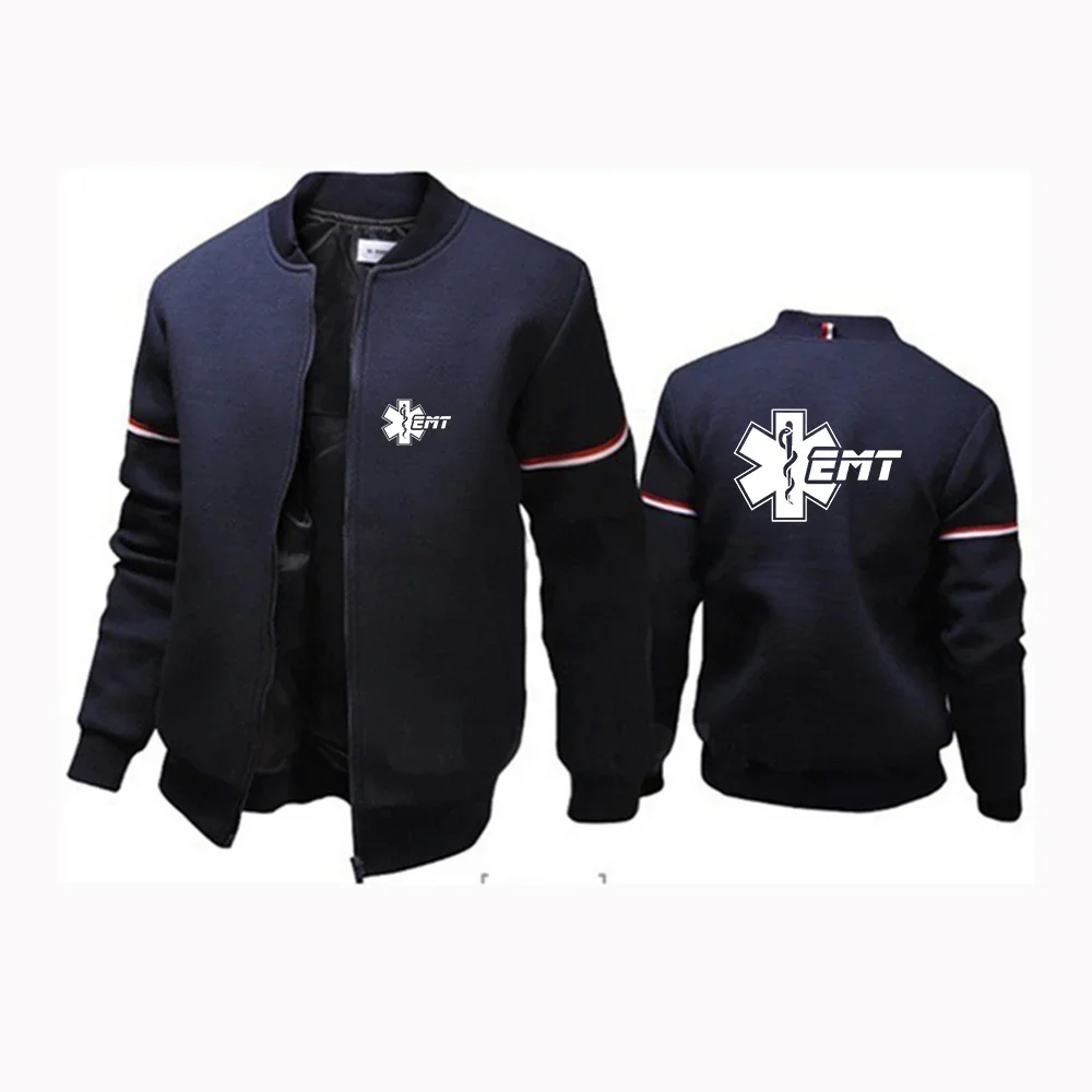 2024 New EMT Emergency Ambulance Printing Fashionable Men's Flight Jacket Round Collar Solid Cotton Long Sleeves Tracksuits Coat