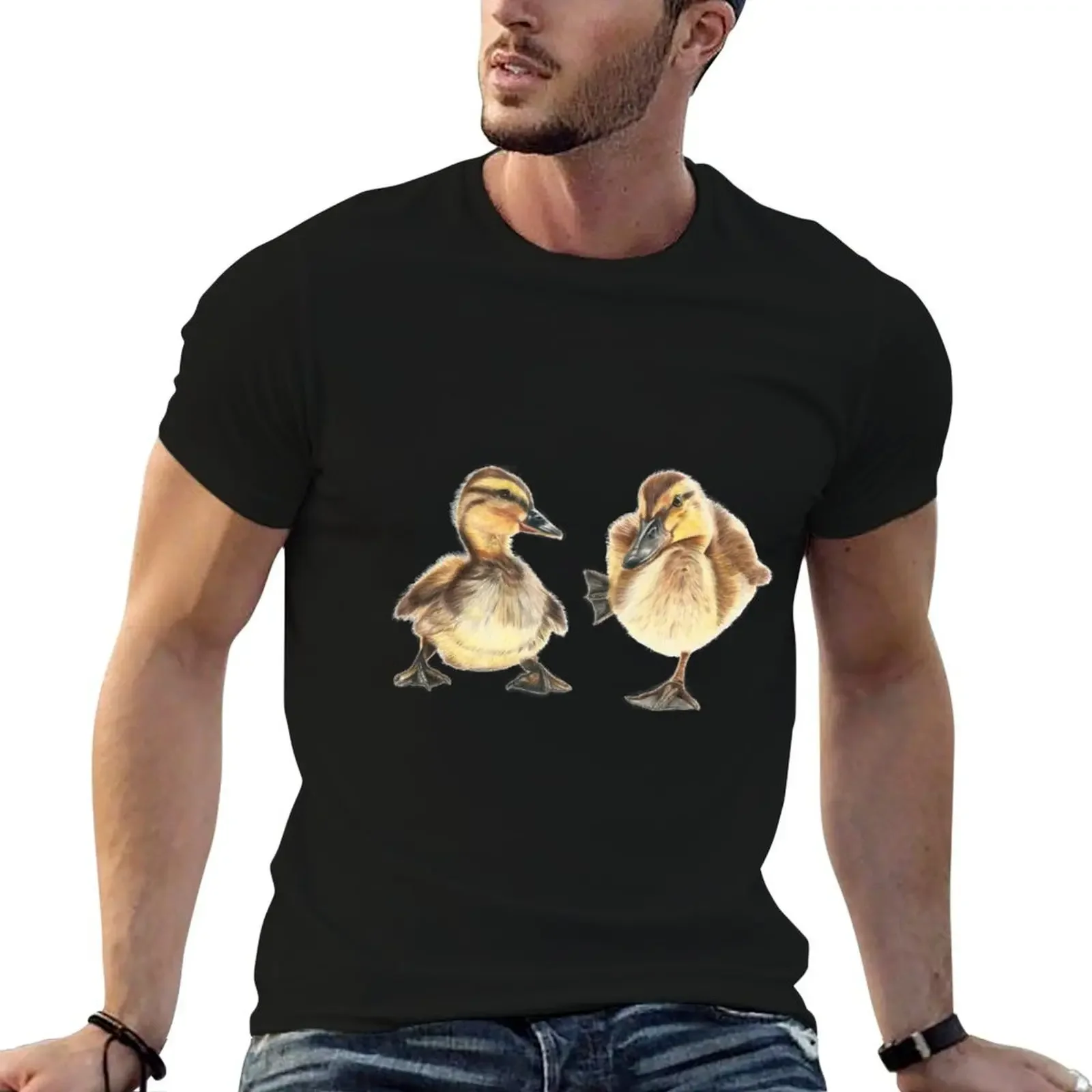 Two cute little Ducklings T-Shirt anime figures Blouse plain summer top shirts men