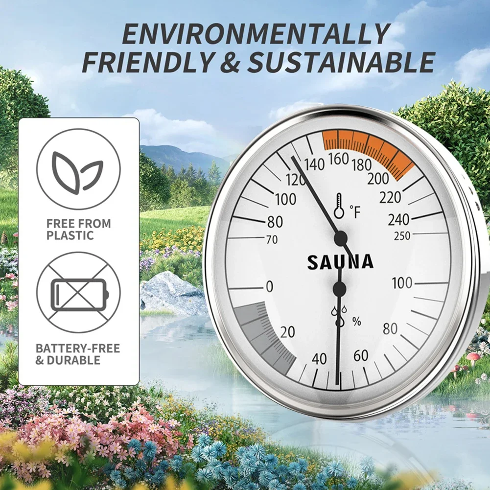 

1pc Sauna Thermometer Automatic Calibration Fahrenheit Degree Sauna Thermometer Hygrometer Easy To Use