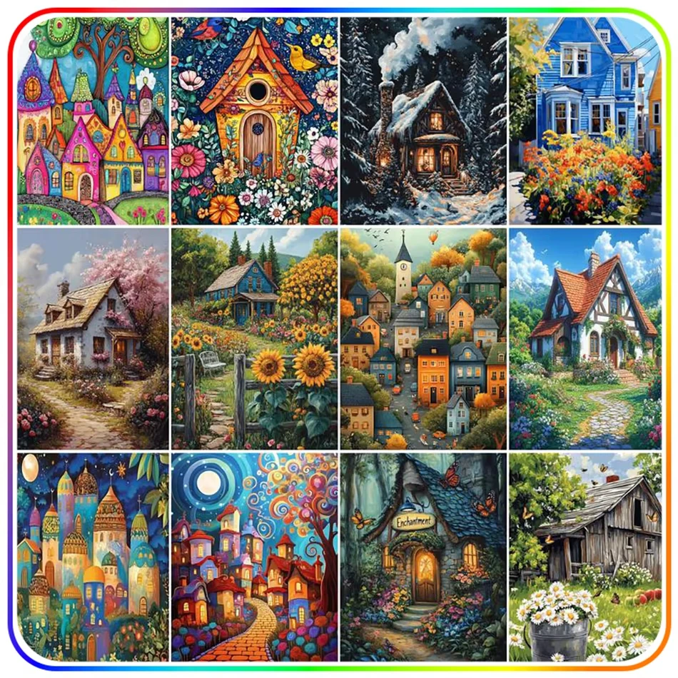 Haus Landschaft Diamant Malerei Kits Handwerk Kreuz Stich Puzzle Mosaik Stickerei Home Decor 5D DIY Kunst Neuheiten Spielzeug Geschenk