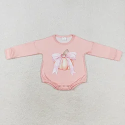 Wholesale Toddler Jumpsuit Baby Girl Children Long Sleeves Bow Pumpkin Thanksgiving Pink Bubble Romper Newborn Coverall Bodysuit