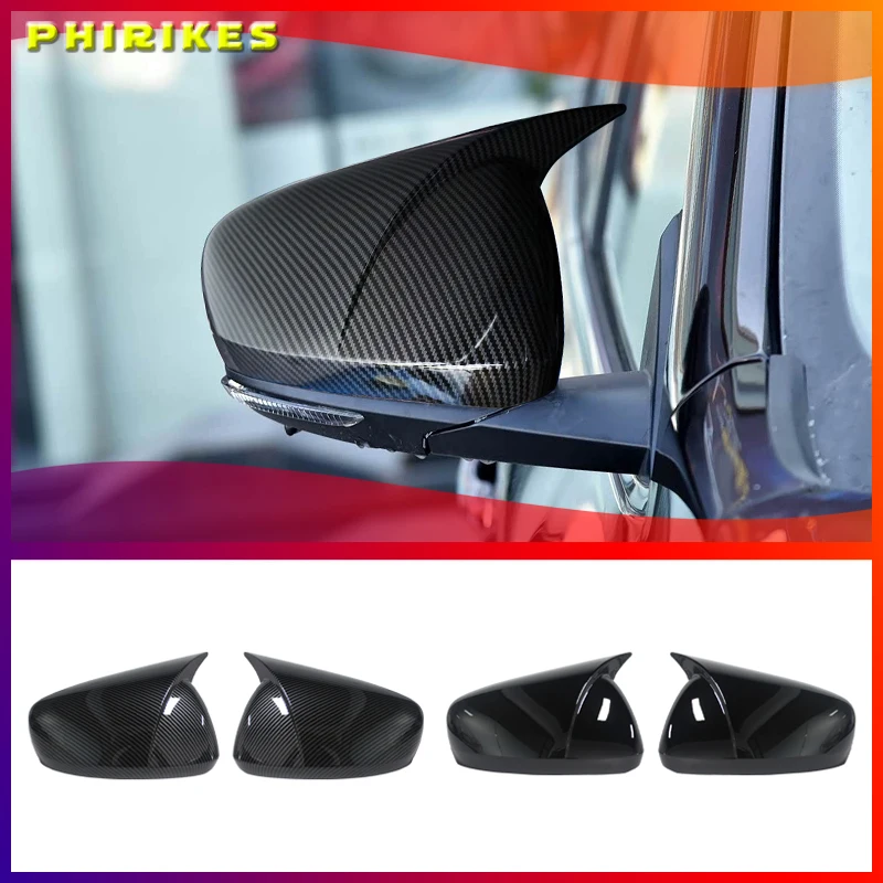 For Renault Koleos MK2 HC For Samsung QM6 2017-2023 Glossy Black Carbon Fiber Style Rearview Mirror Protective Cover