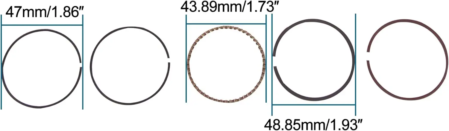 47mm Piston Rings Set Assembly for GY6 80cc 139QMB Engine ATV Dirt Bike Go Kart Moped Scooter Engine Part