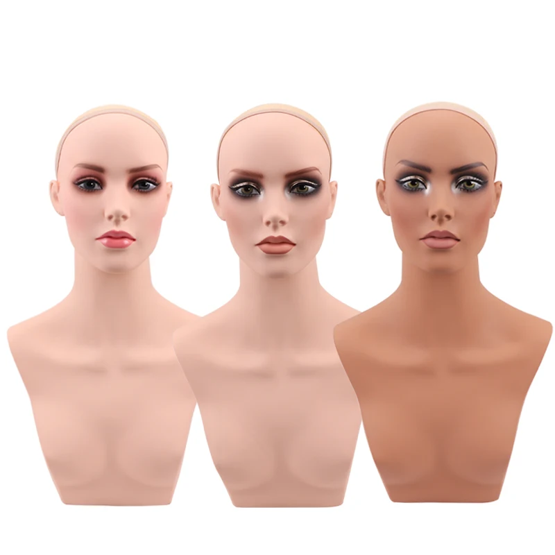 

Wig Display Mannequins With Mounting Hole Can Put On Tripod Stand Detachable Doll Head With Bust Stand Base For Display Hairstyl