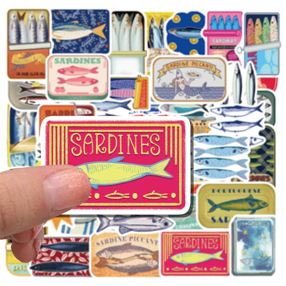 

10/30/50pcs Creative Mediterranean Sardine Can Stickers Vintage Graffiti Decals for Luggage Laptop Guitar DIY Decoration Sticker