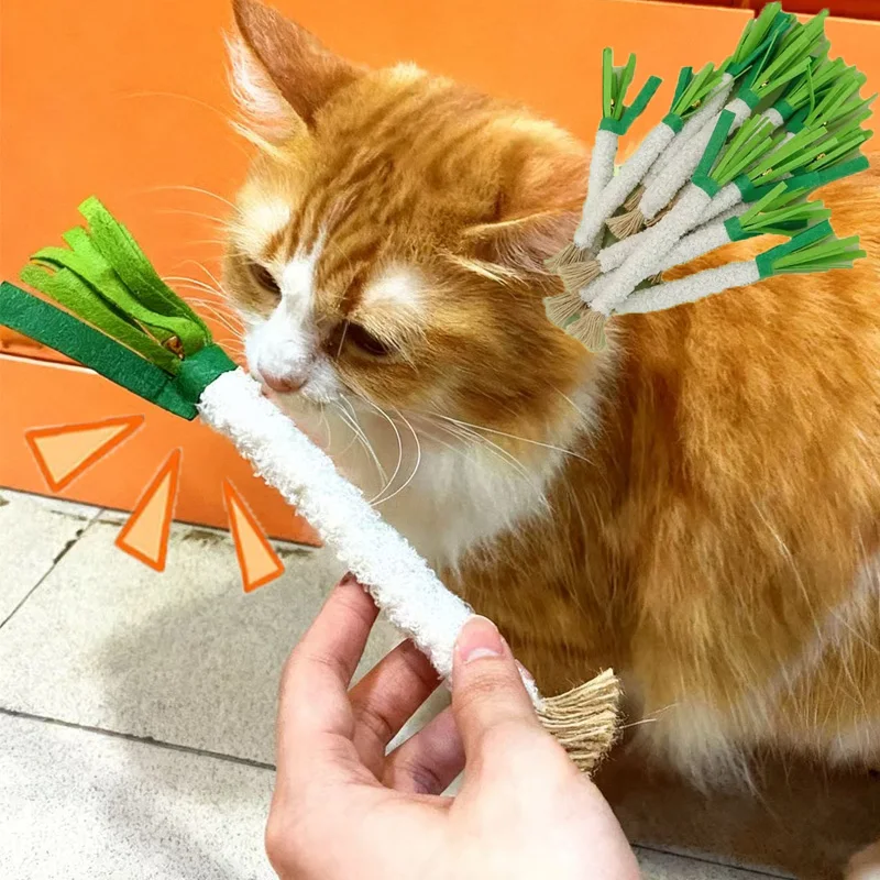 Katze Teaser Spielzeug Interaktive Glocke Simulation Gemüse Biss Beständig Kätzchen Kauen Spielzeug Zähne Reinigung Katze Stick Spielzeug