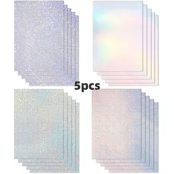 5-częściowe naklejki holograficzne przezroczyste, samoprzylepne i wodoodporne papier hologramowy A4, nadaje się do ręczna dekoracja (4 style)