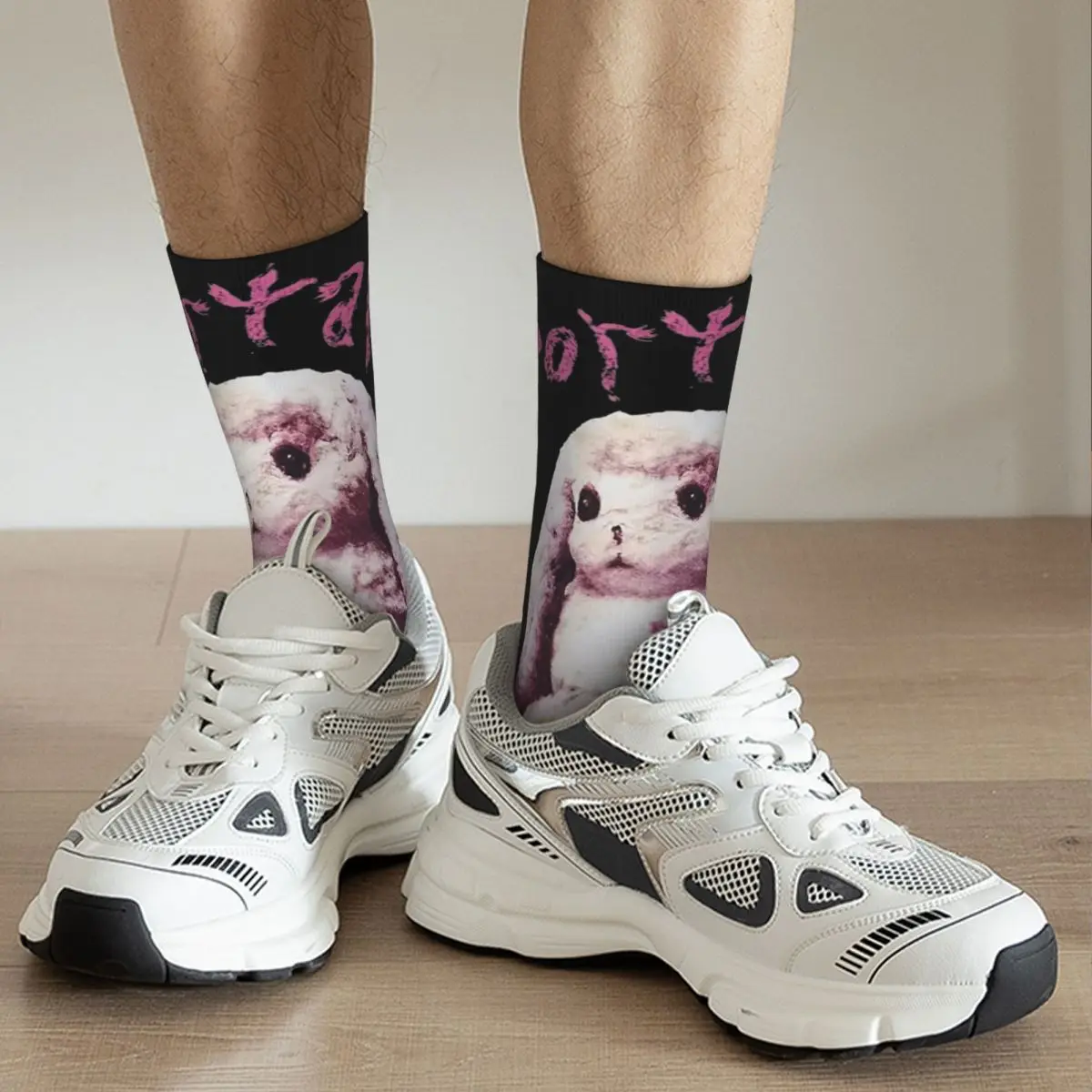 Hip-hop Pink Bunny Melanies Martinez Portals Theme Design Basketball Socks Merch All Season Warm Middle Tube Socks Breathable